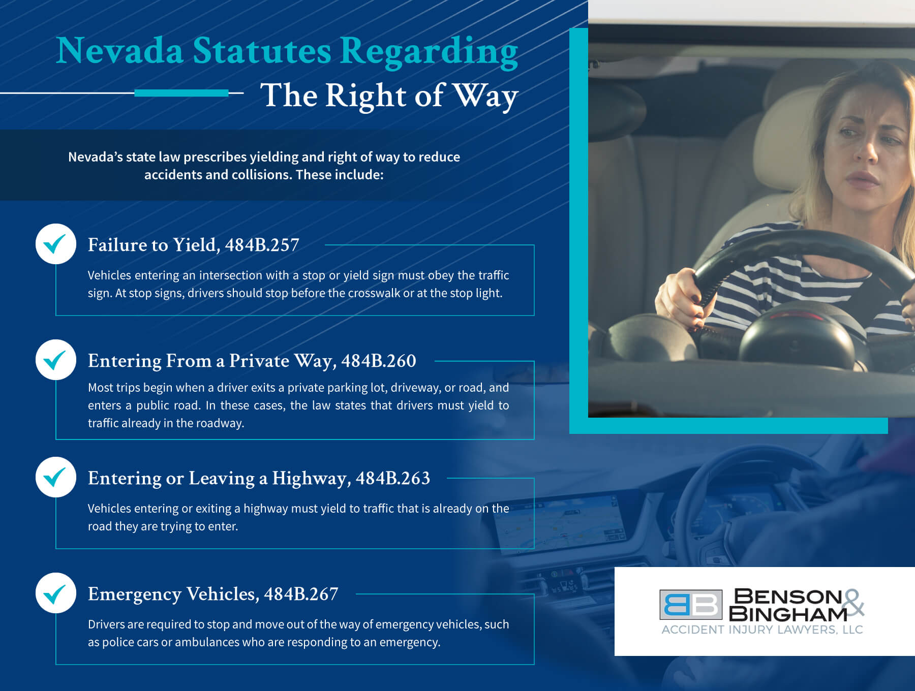 Infographic that shows Nevada Statutes Regarding The Right Of Way