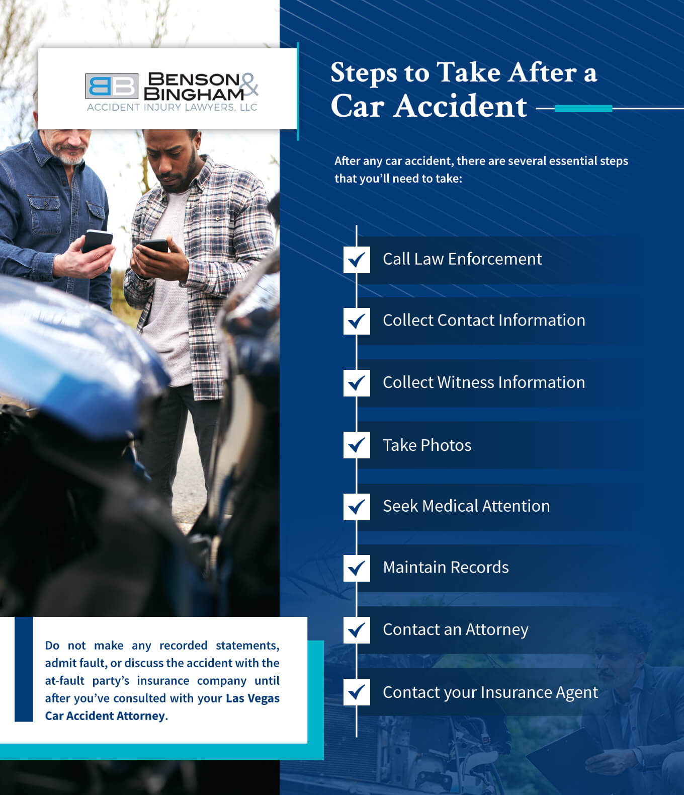 Infographic that shows steps to take care after an accident