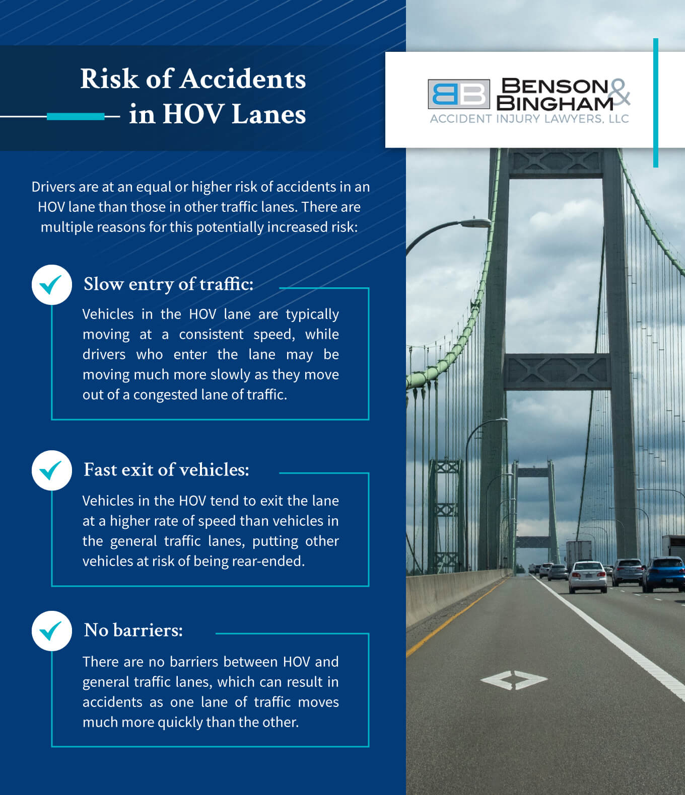 Infographic that shows the risk of accidents in HOV lanes"