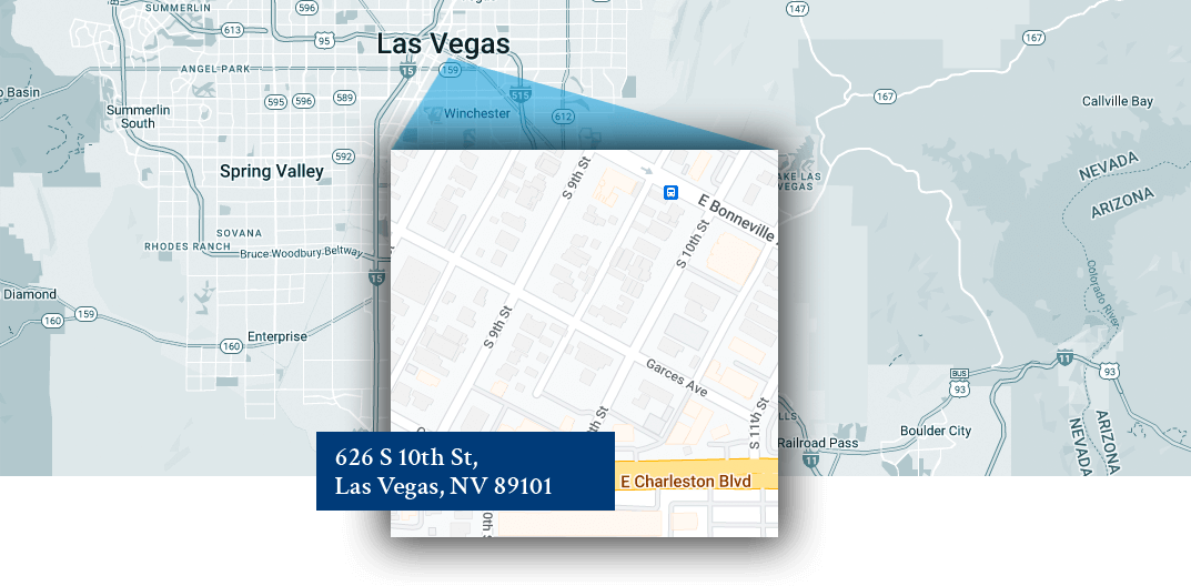 Map Showing Our Location At 626 S 10th St, Las Vegas, NV 89101