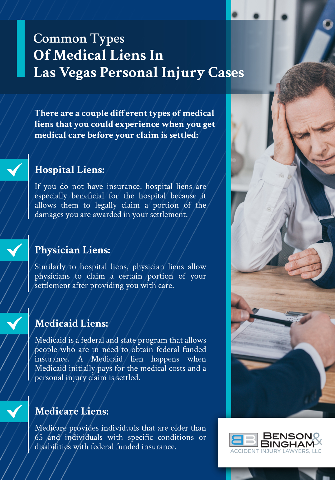 Infographic that explains ​​Common Types Of Medical Liens In Las Vegas Personal Injury Cases