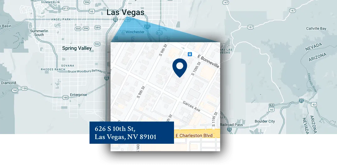 Map Showing Our Location At 626 S 10th St, Las Vegas, NV 89101