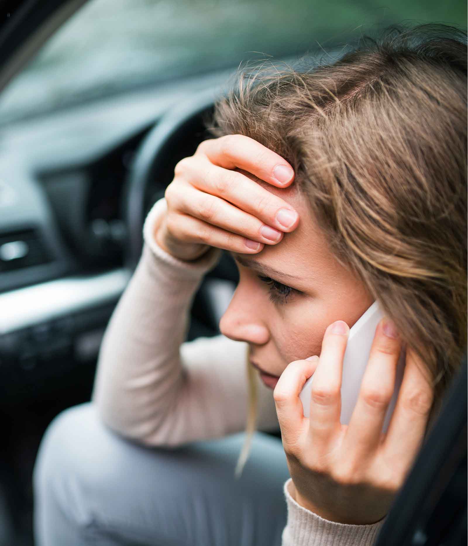 Woman Calling our Lawyers for a Car Accident on the Outskirts of Las Vegas