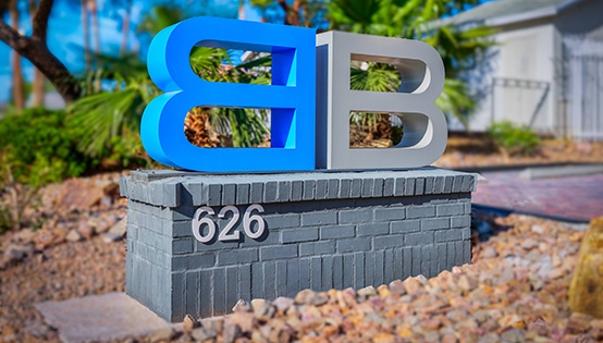 B&B Logo Standing Outside Of Our LV Law Firm